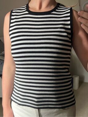 Truth Black & White Striped Ribbed Tank